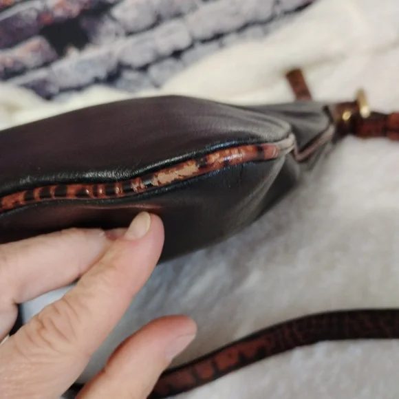 Vintage Brahmin Julie Smooth Black Brown  Leather Handbag Shoulder Bag Purse - Picture 15 of 16